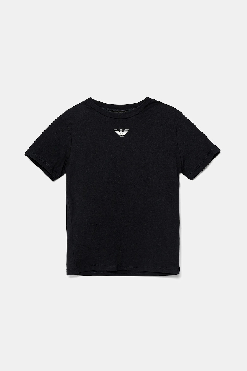 Levně Dětské bavlněné tričko Emporio Armani tmavomodrá barva, s potiskem, EB000421 AF15013