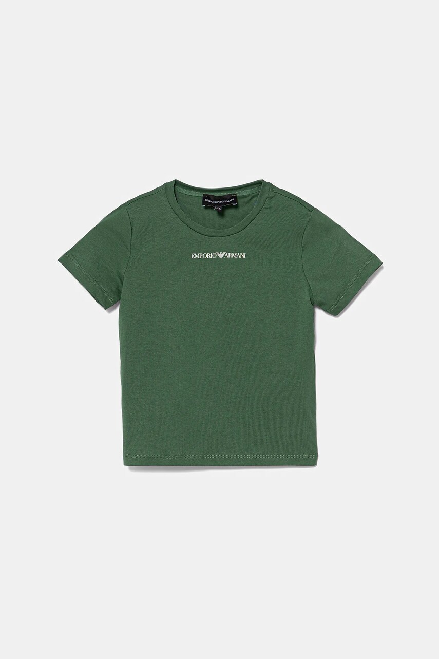 Emporio Armani tricou din bumbac pentru copii culoarea verde, cu imprimeu, EB000421 AF15013