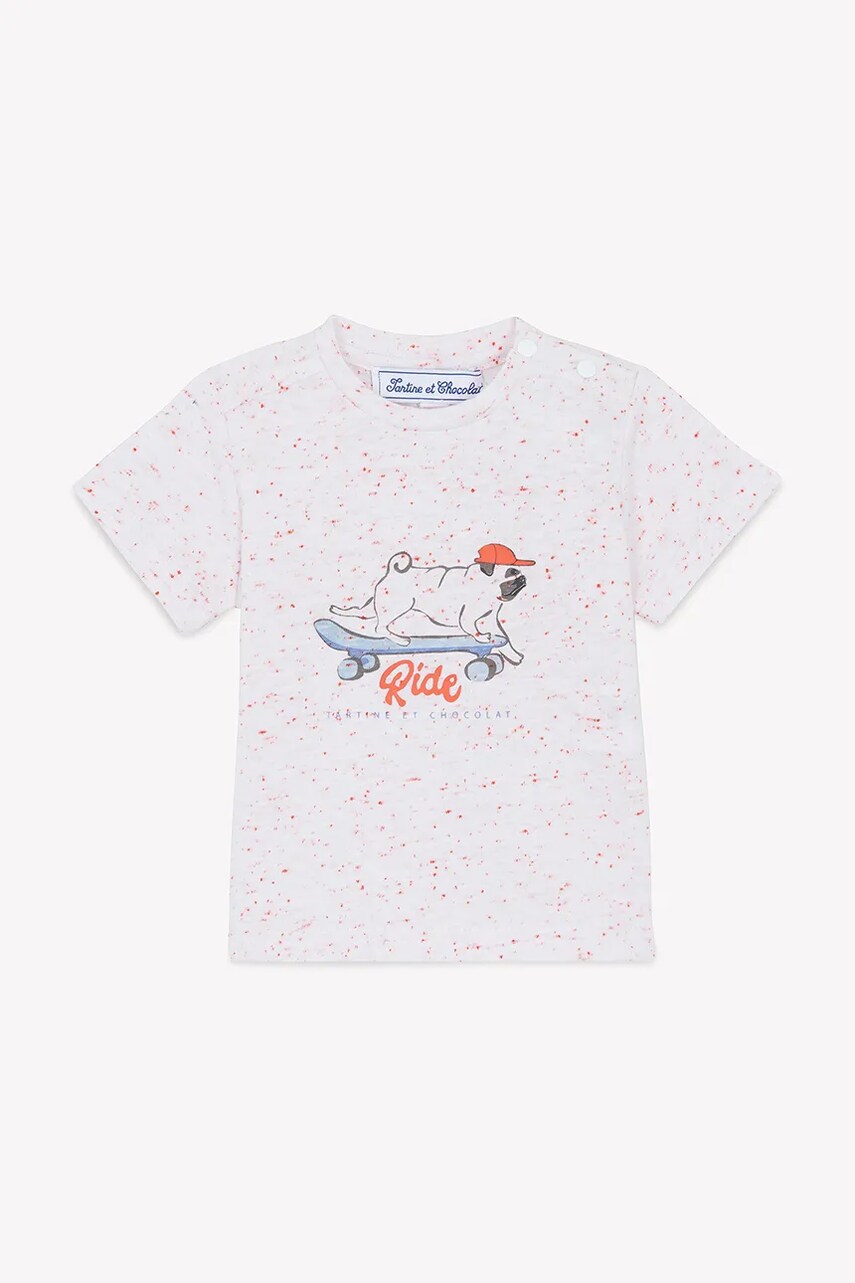 Tartine et Chocolat tricou din bumbac pentru bebelusi culoarea portocaliu, cu imprimeu, CA10031