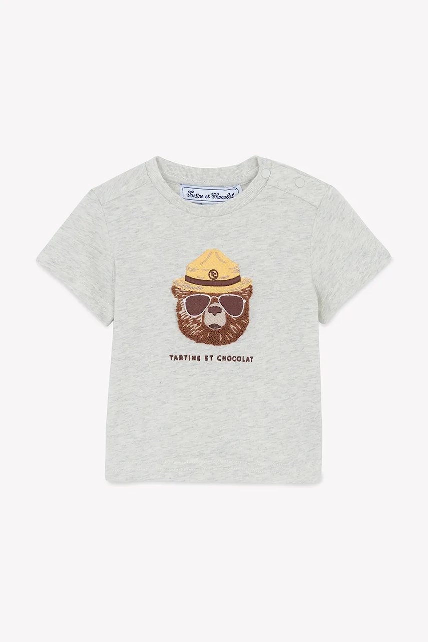 Tartine et Chocolat tricou din bumbac pentru bebelusi culoarea verde, cu imprimeu, CA10051