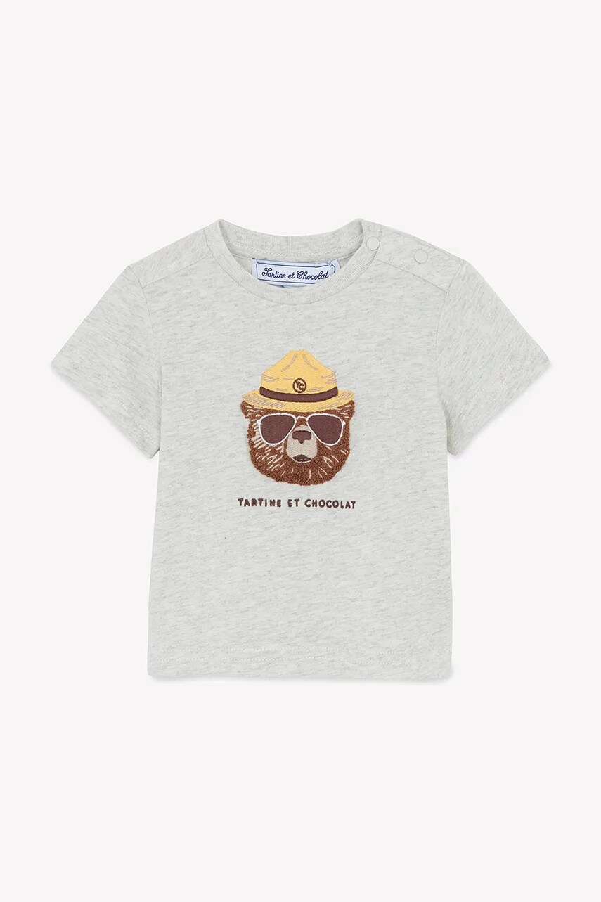 Tartine et Chocolat tricou din bumbac pentru bebelusi culoarea verde, cu imprimeu, CA10051