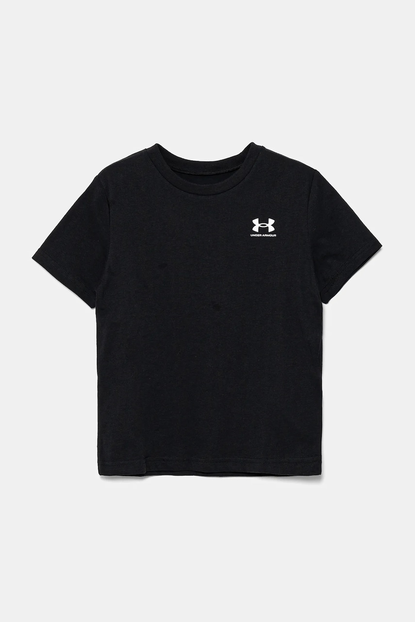 Under Armour tricou copii SPORTSTYLE LC SS culoarea negru, cu imprimeu, 1389962 Under Armour tricou copii SPORTSTYLE LC SS culoarea negru, cu imprimeu, 1389962
