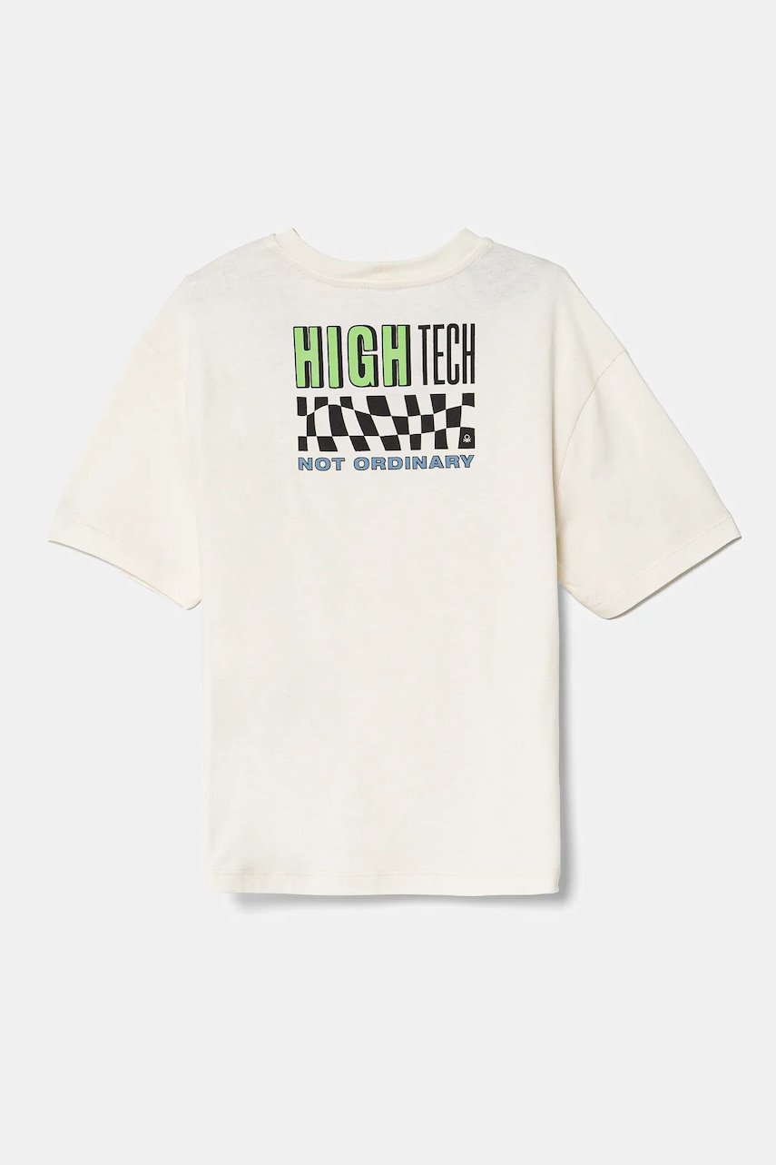 Dětské bavlněné tričko United Colors of Benetton béžová barva, s potiskem, 3I1XC10O4