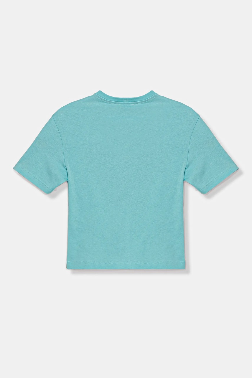Детская хлопковая футболка United Colors of Benetton цвет бирюзовый с принтом 3I1XC10O4 Детская хлопковая футболка United Colors of Benetton цвет бирюзовый с принтом 3I1XC10O4