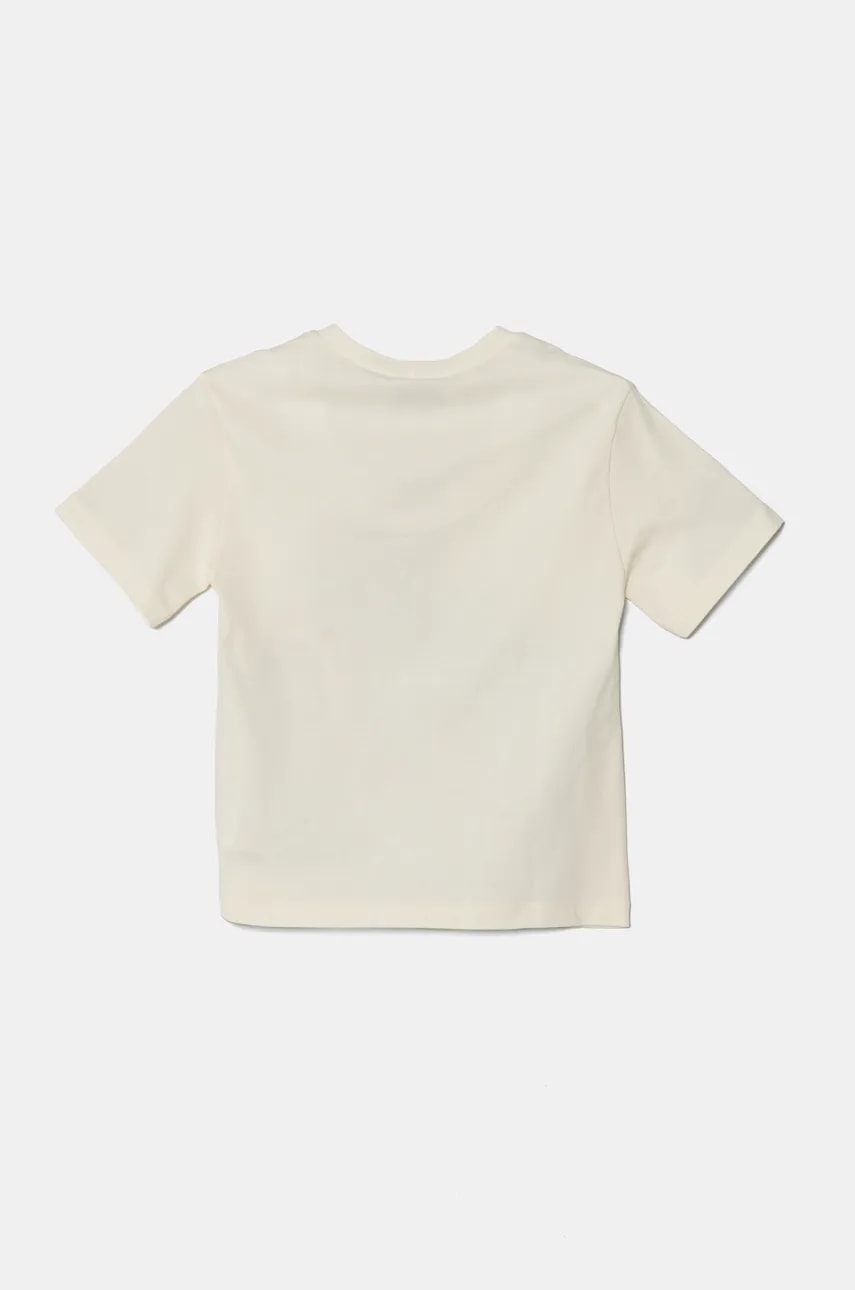 Детская хлопковая футболка United Colors of Benetton цвет бежевый с принтом 35RYG10I1 Детская хлопковая футболка United Colors of Benetton цвет бежевый с принтом 35RYG10I1
