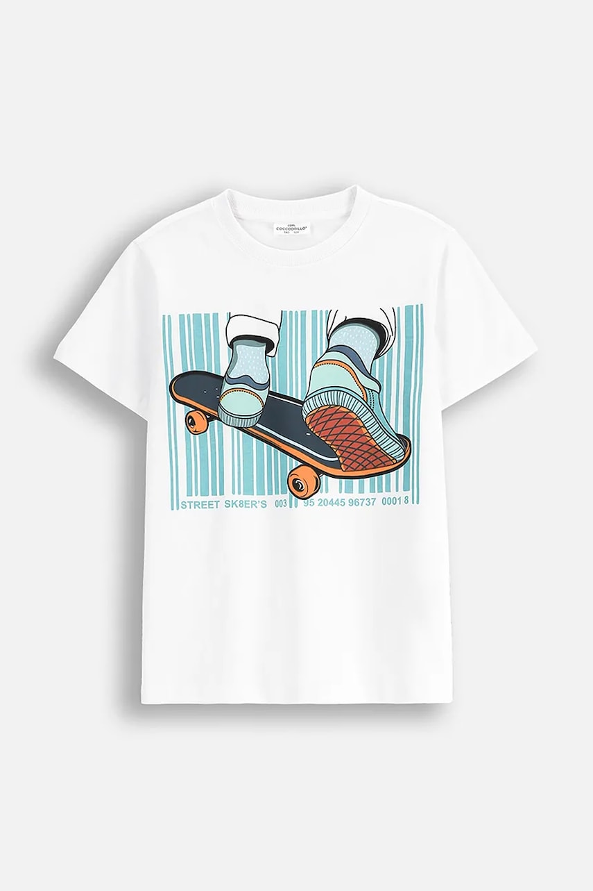 Coccodrillo tricou de bumbac pentru copii culoarea alb, cu imprimeu, EVERYDAY BOY Coccodrillo tricou de bumbac pentru copii culoarea alb, cu imprimeu, EVERYDAY BOY