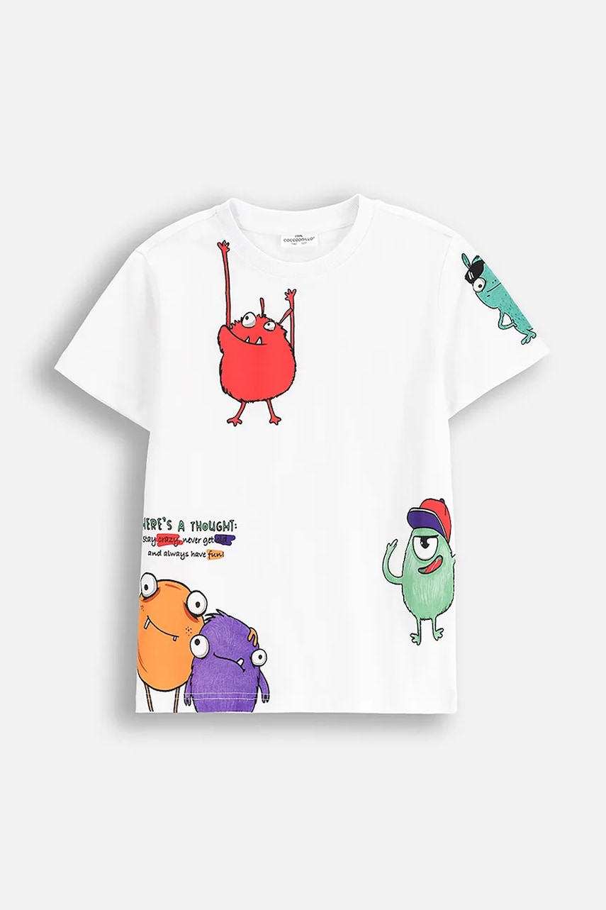 Coccodrillo tricou de bumbac pentru copii culoarea alb, cu imprimeu, EVERYDAY BOY Coccodrillo tricou de bumbac pentru copii culoarea alb, cu imprimeu, EVERYDAY BOY
