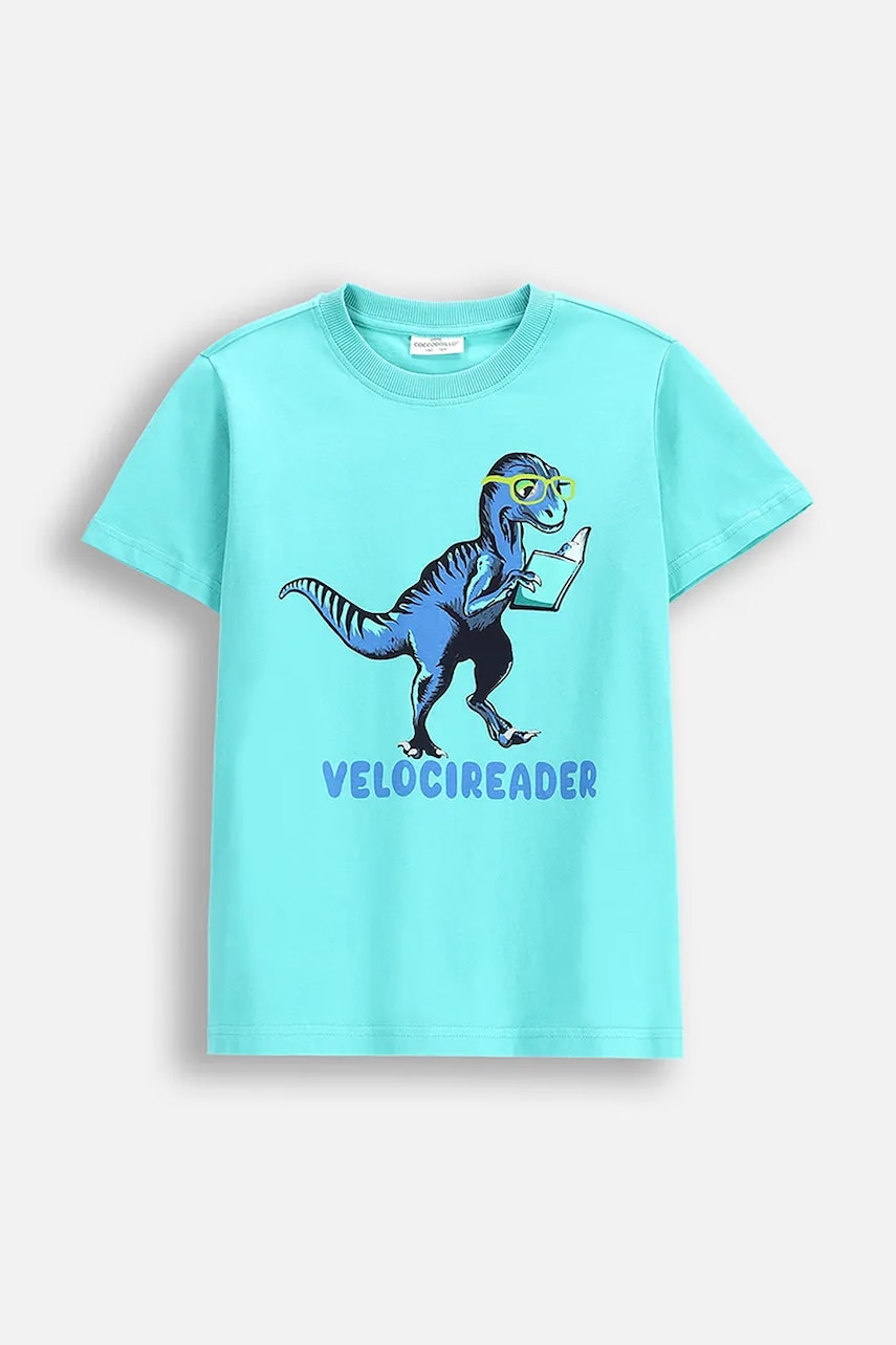 Coccodrillo tricou de bumbac pentru copii culoarea turcoaz, cu imprimeu, EVERYDAY BOY