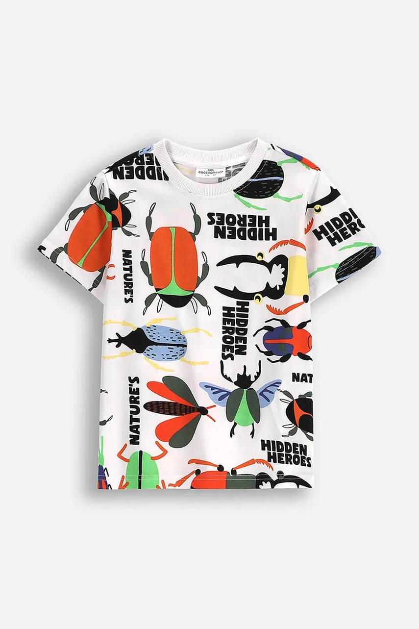 Levně Dětské tričko Coccodrillo bílá barva, s potiskem, SAGE TIME BOY KIDS