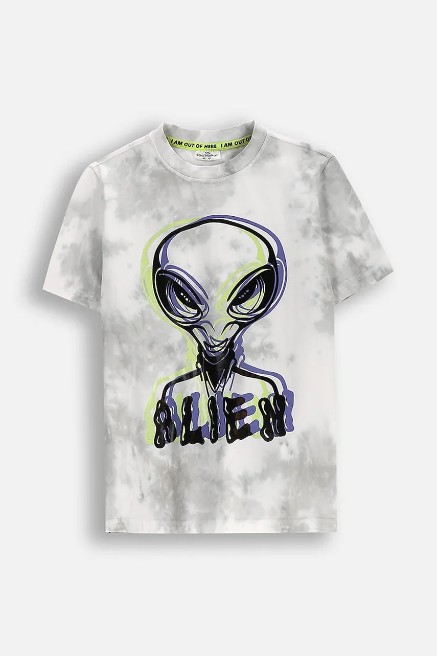 Coccodrillo tricou de bumbac pentru copii culoarea alb, cu imprimeu, COSMIC RAVE BOY JUNIOR Coccodrillo tricou de bumbac pentru copii culoarea alb, cu imprimeu, COSMIC RAVE BOY JUNIOR