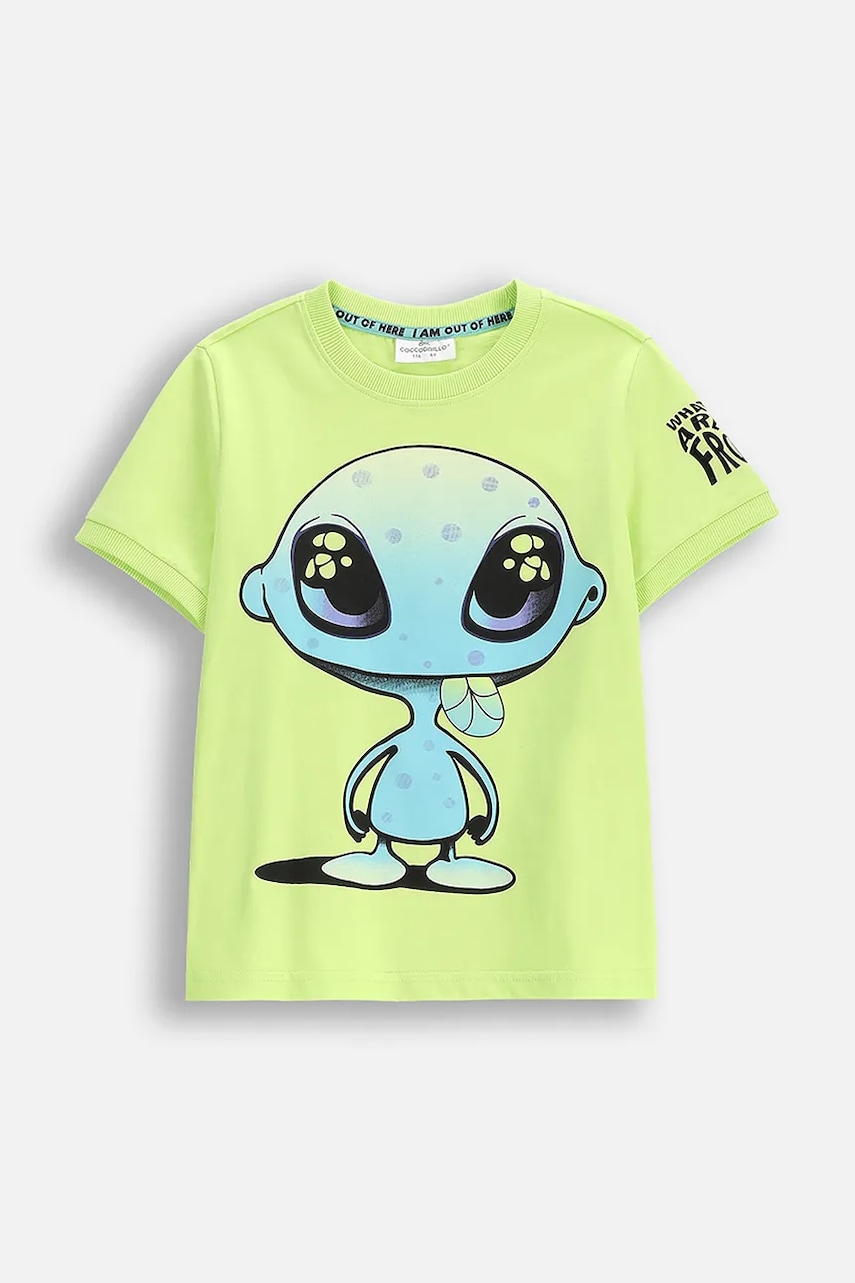 Coccodrillo tricou de bumbac pentru copii culoarea verde, cu imprimeu, COSMIC RAVE BOY KIDS