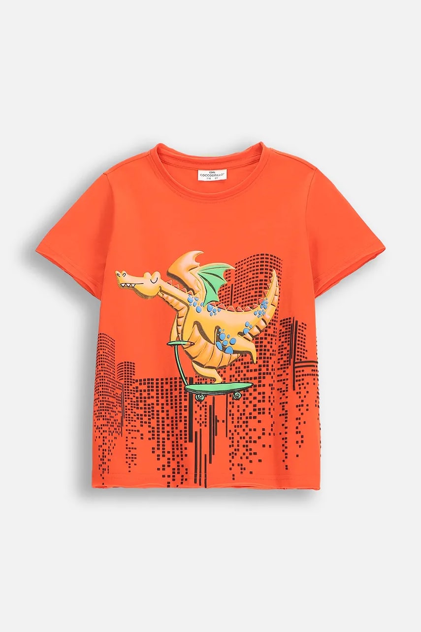 Coccodrillo tricou de bumbac pentru copii culoarea portocaliu, cu imprimeu, DRAGONS BOY KIDS Coccodrillo tricou de bumbac pentru copii culoarea portocaliu, cu imprimeu, DRAGONS BOY KIDS