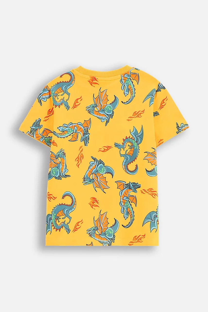 Детская хлопковая футболка Coccodrillo цвет жёлтый узор DRAGONS BOY KIDS Детская хлопковая футболка Coccodrillo цвет жёлтый узор DRAGONS BOY KIDS