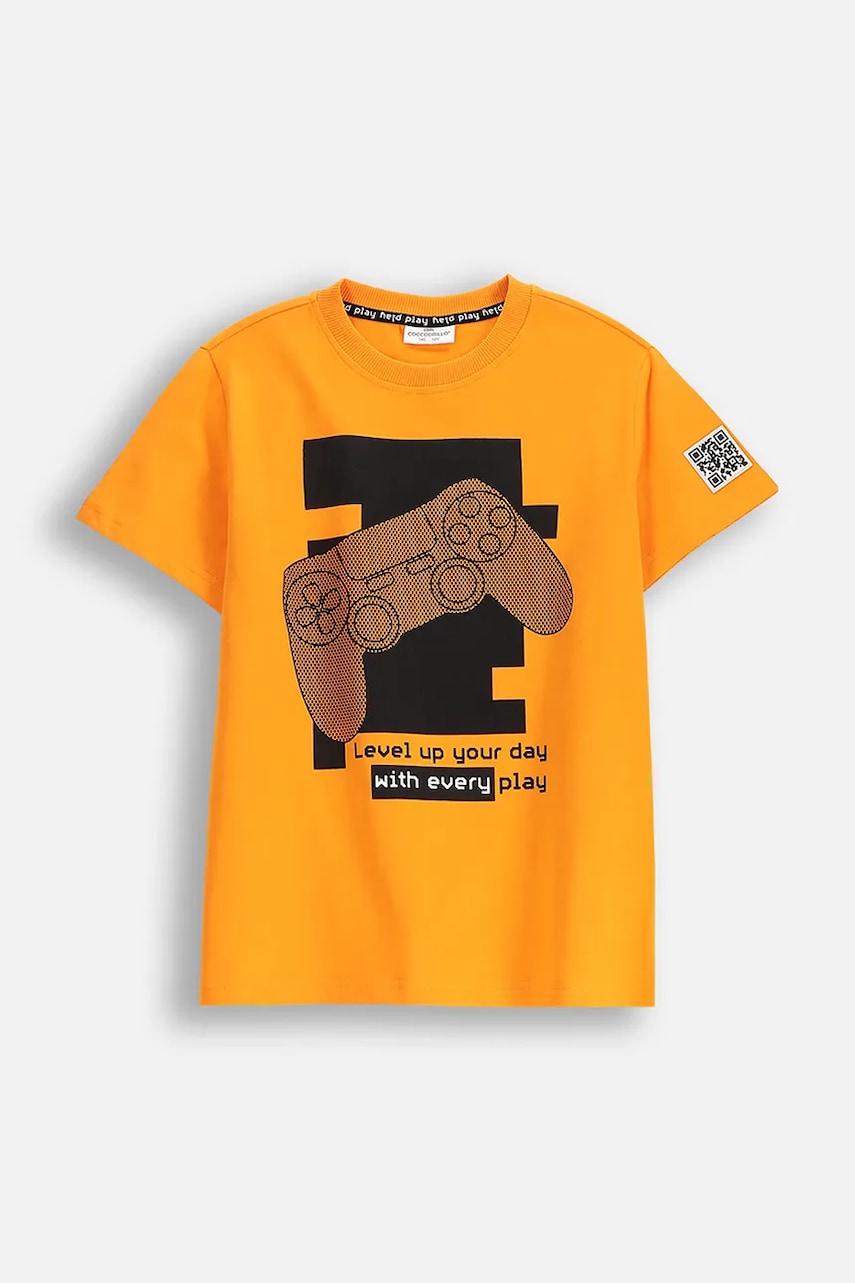 Coccodrillo tricou de bumbac pentru copii culoarea portocaliu, cu imprimeu, GAMER BOY JUNIOR Coccodrillo tricou de bumbac pentru copii culoarea portocaliu, cu imprimeu, GAMER BOY JUNIOR
