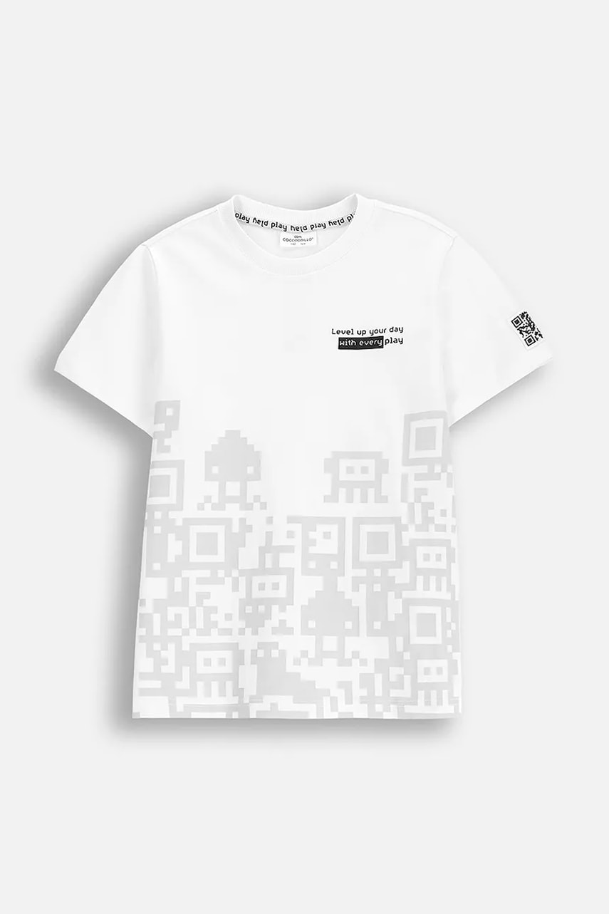 Coccodrillo tricou de bumbac pentru copii culoarea alb, cu imprimeu, GAMER BOY JUNIOR Coccodrillo tricou de bumbac pentru copii culoarea alb, cu imprimeu, GAMER BOY JUNIOR