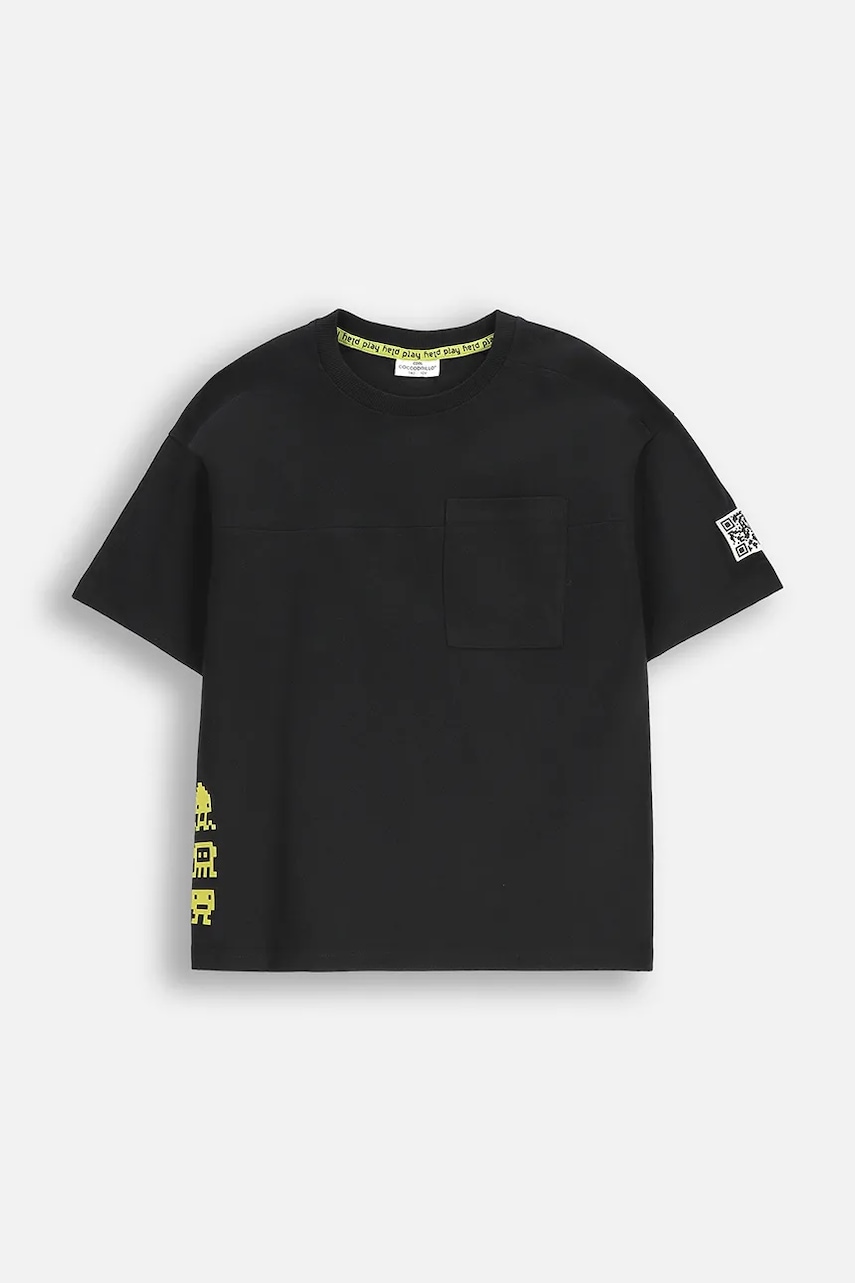 Coccodrillo tricou de bumbac pentru copii culoarea negru, cu imprimeu, GAMER BOY JUNIOR