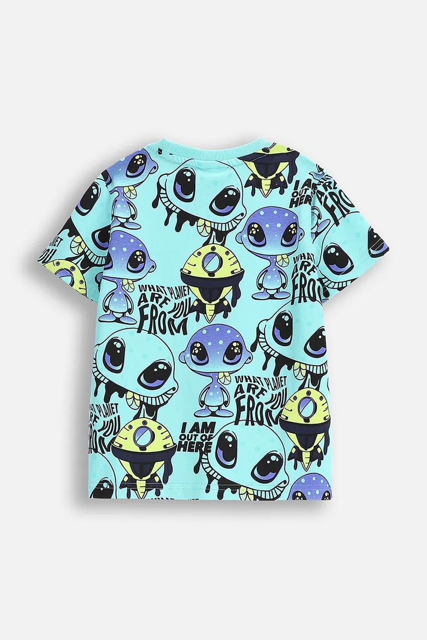 Футболка Coccodrillo цвет бирюзовый с принтом COSMIC RAVE BOY KIDS