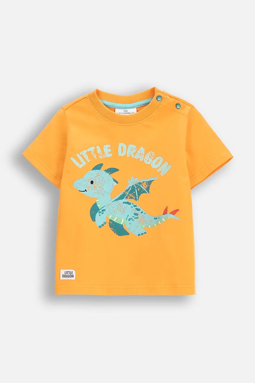 Coccodrillo tricou culoarea portocaliu, cu imprimeu, DRAGONS BOY NEWBORN
