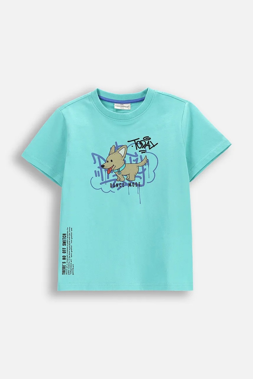 Coccodrillo tricou de bumbac pentru copii culoarea turcoaz, cu imprimeu, EVERYDAY BOY