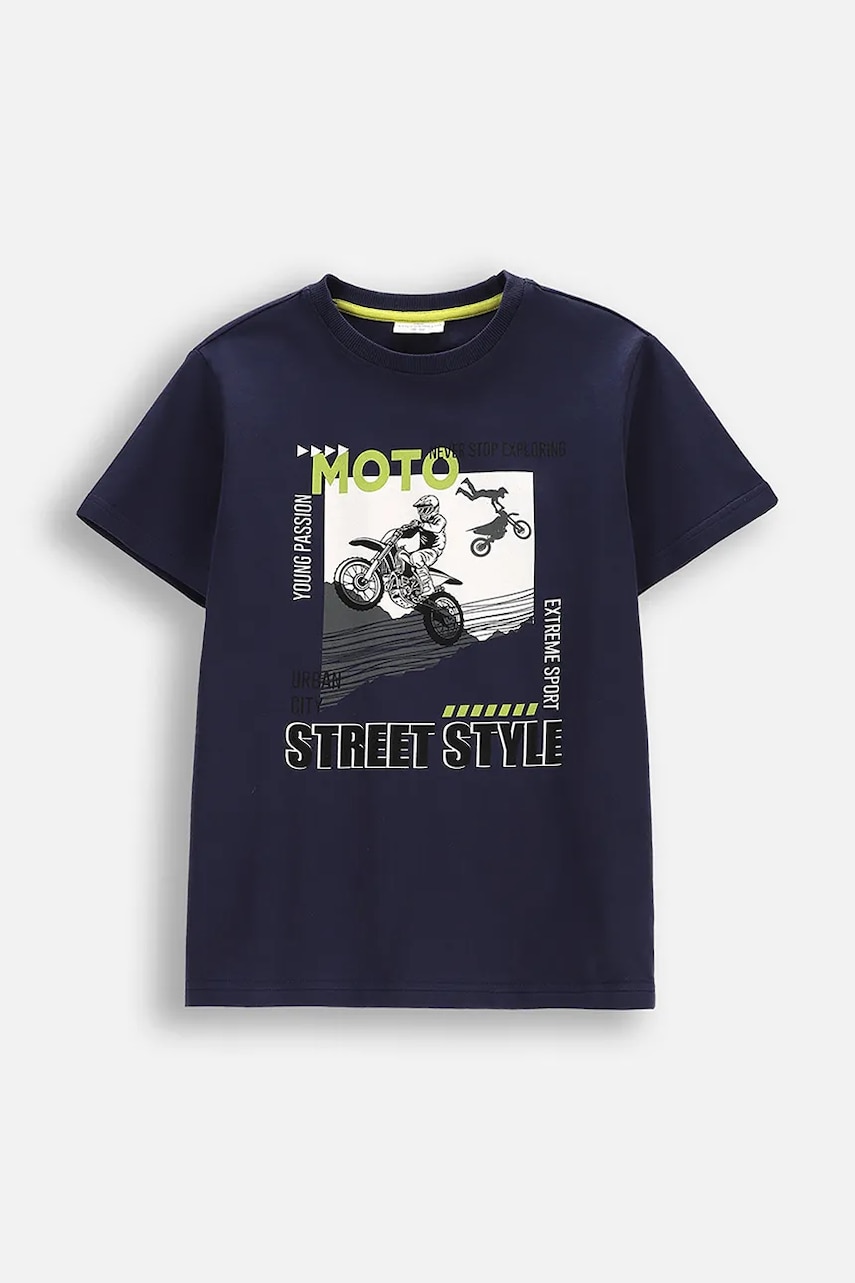 Coccodrillo tricou de bumbac pentru copii culoarea bleumarin, cu imprimeu, EVERYDAY BOY