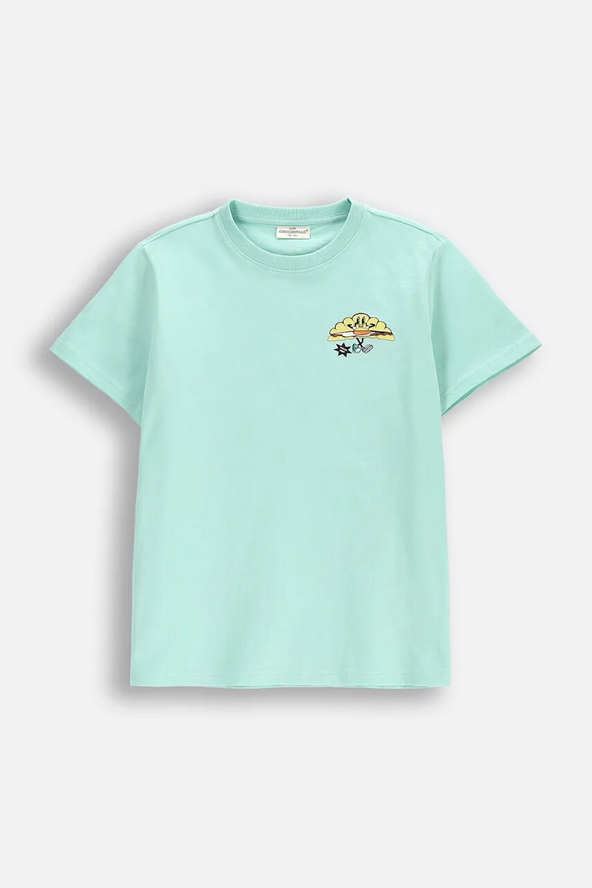 Coccodrillo tricou de bumbac pentru copii culoarea turcoaz, cu imprimeu, EVERYDAY BOY
