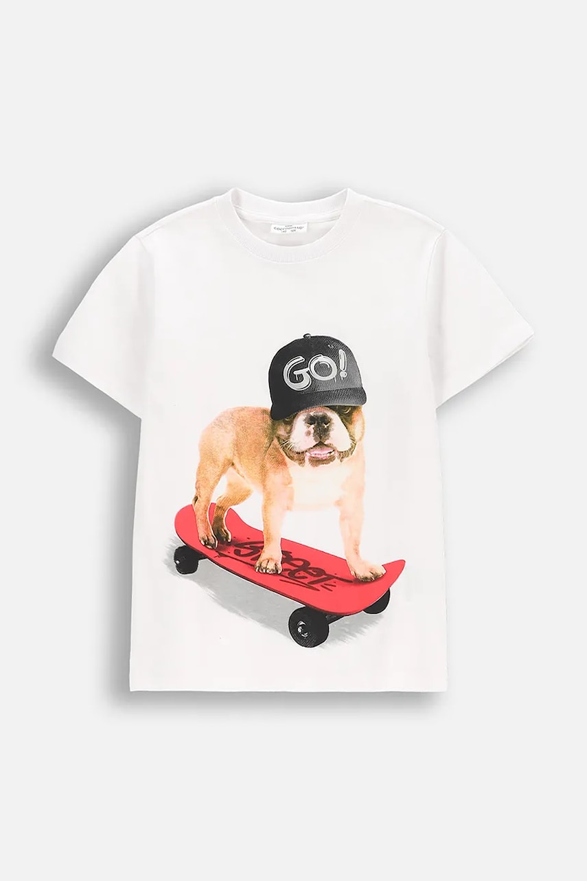 Coccodrillo tricou de bumbac pentru copii culoarea alb, cu imprimeu, EVERYDAY BOY