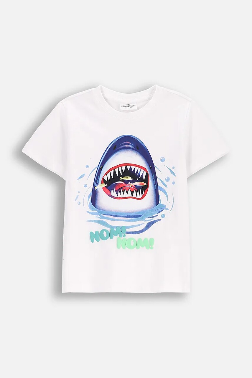 Coccodrillo tricou din bumbac culoarea alb, cu imprimeu, IN THE SUN BOY KIDS