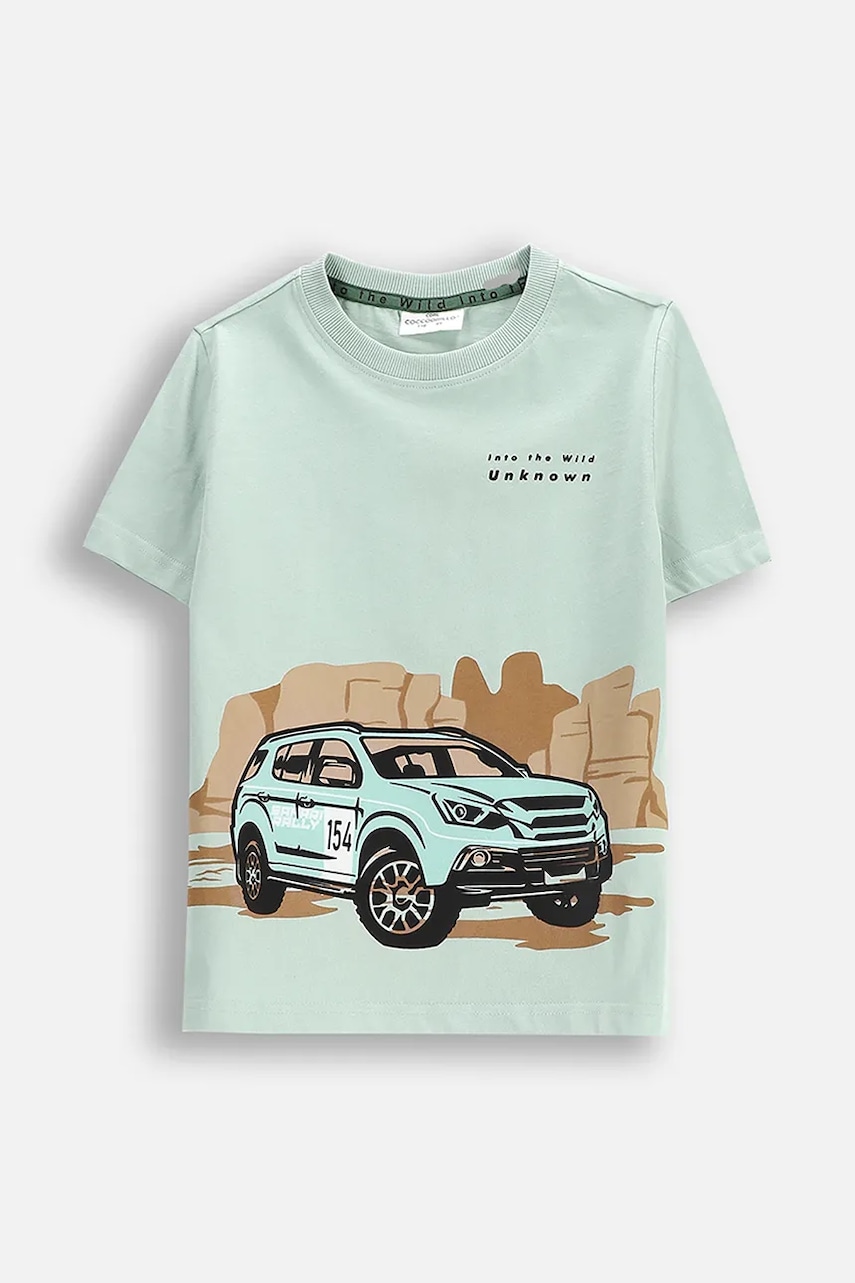 Tričko Coccodrillo tyrkysová barva, WILD SAFARI BOY KIDS