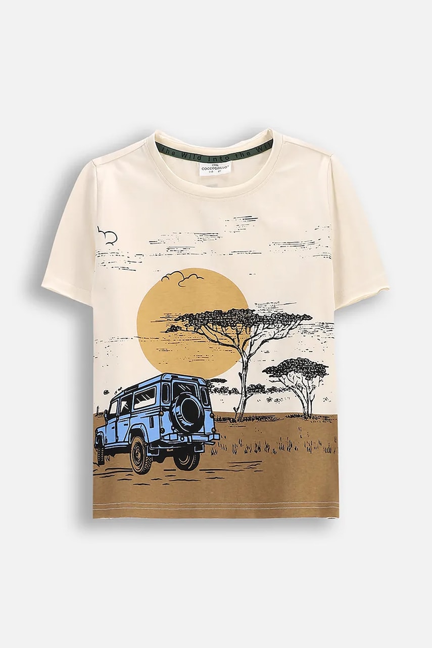 Coccodrillo tricou culoarea bej, WILD SAFARI BOY KIDS
