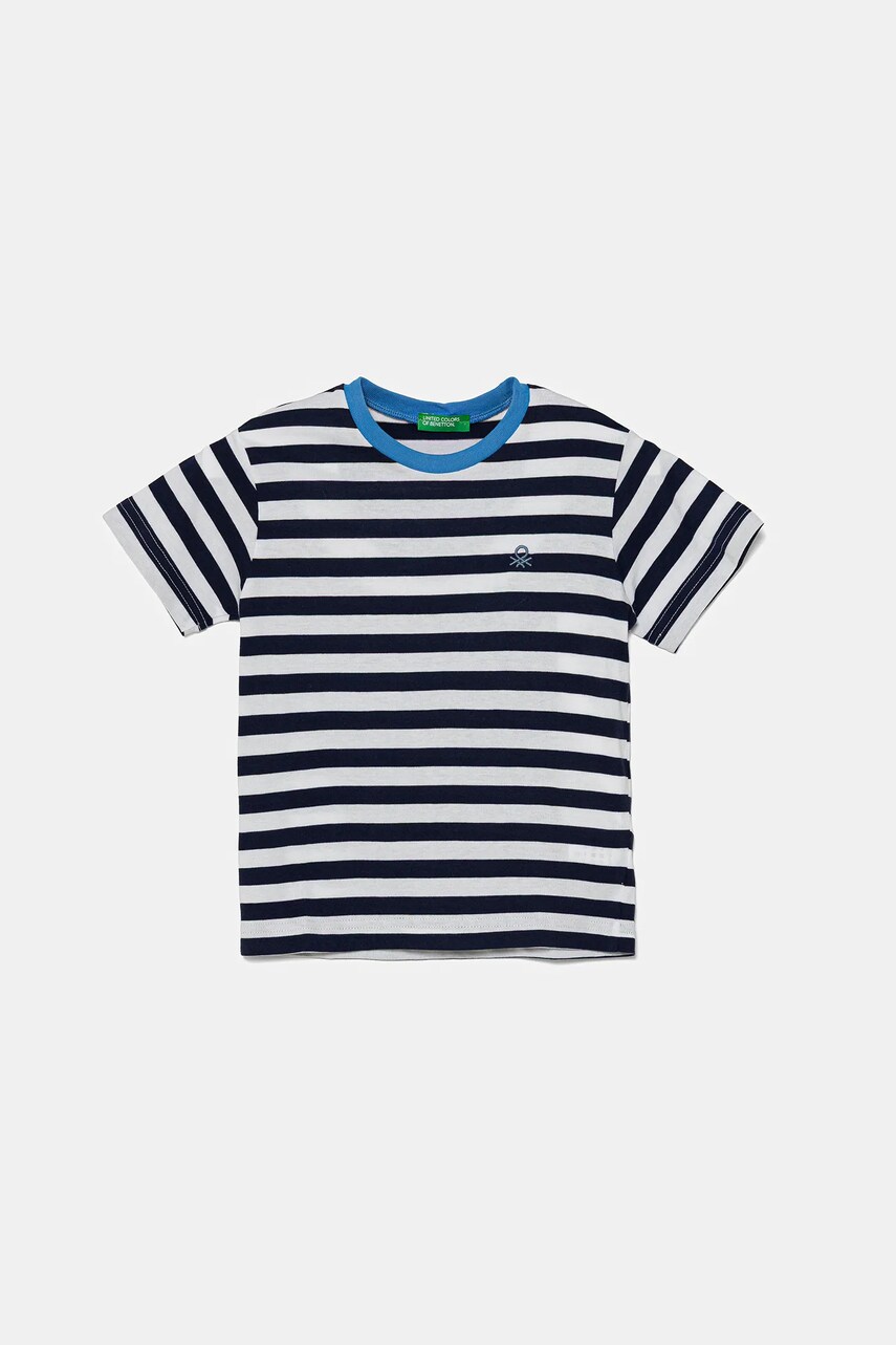 United Colors of Benetton tricou de bumbac pentru copii culoarea bleumarin, cu imprimeu, 3FHXG10HR