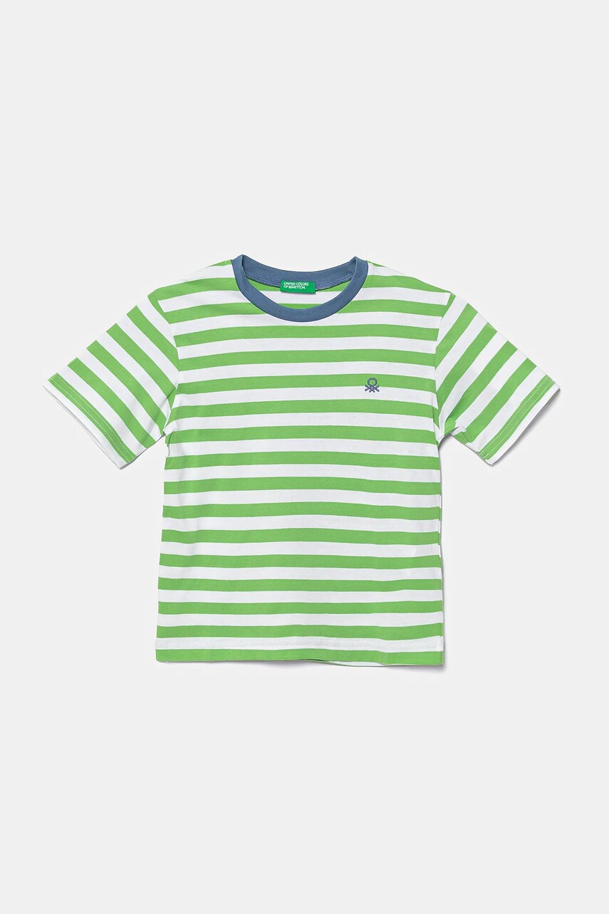 United Colors of Benetton tricou de bumbac pentru copii culoarea verde, cu imprimeu, 3FHXG10HR