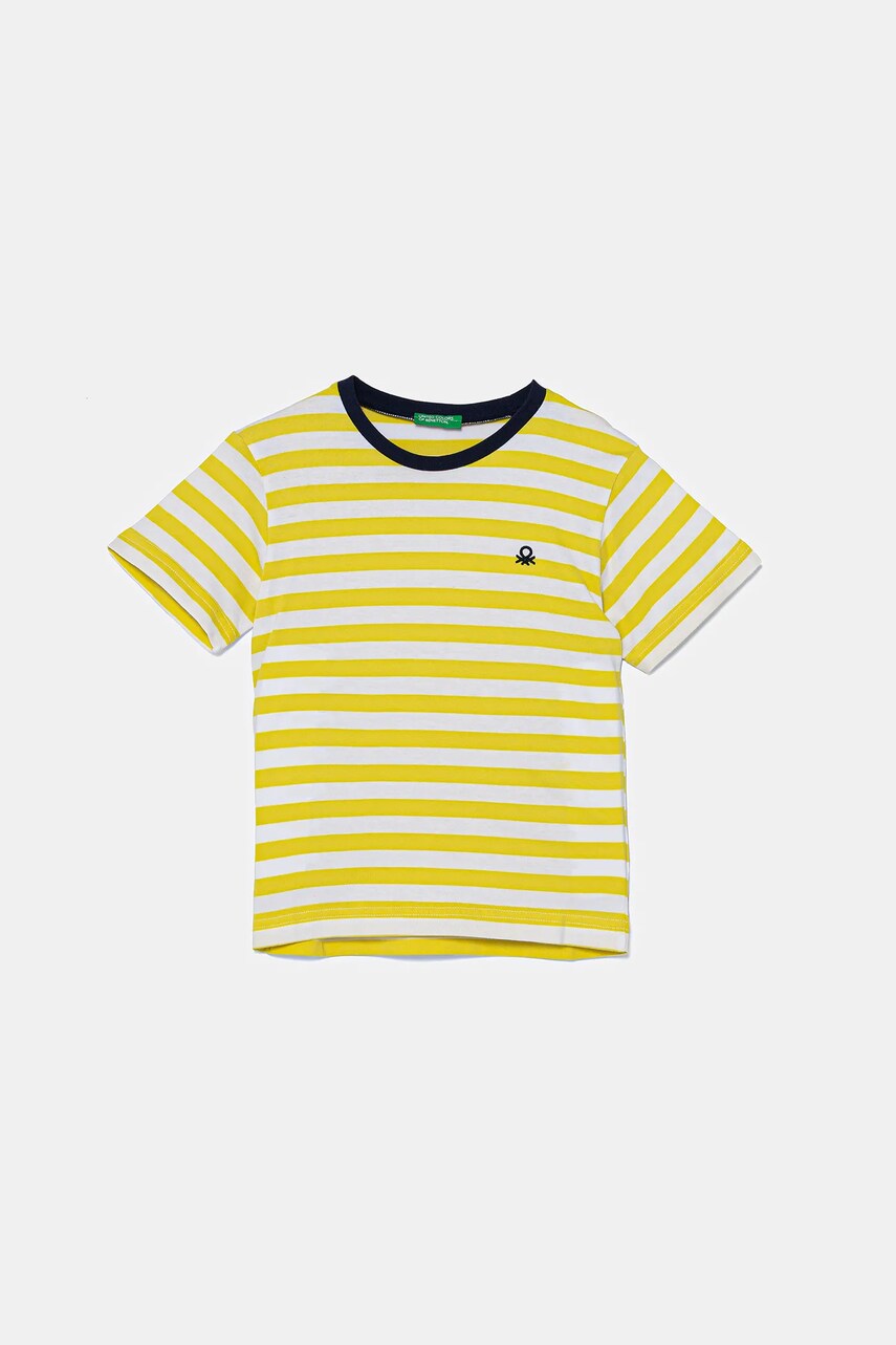 United Colors of Benetton tricou de bumbac pentru copii culoarea verde, cu imprimeu, 3FHXG10HR