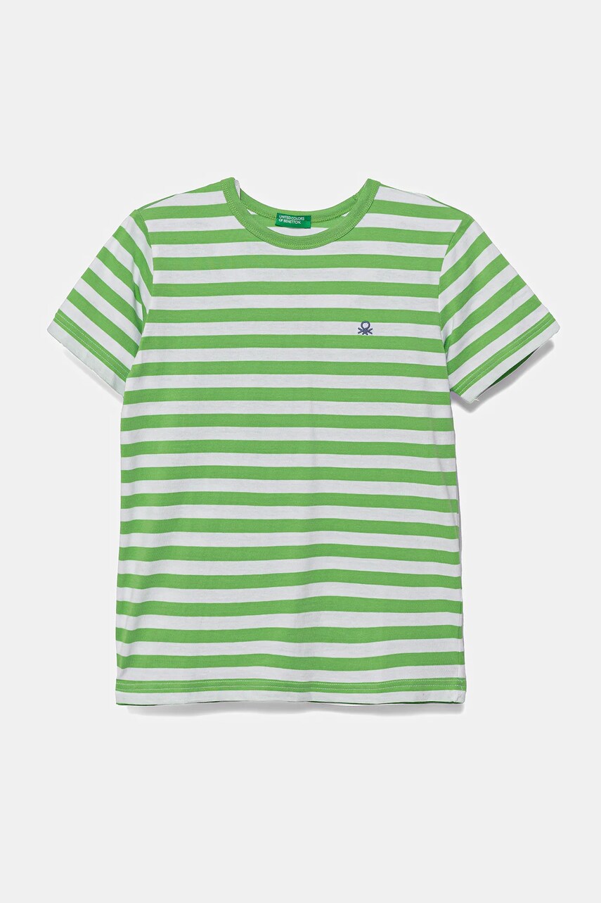 United Colors of Benetton tricou de bumbac pentru copii culoarea verde, cu imprimeu, 3FHXC10MW