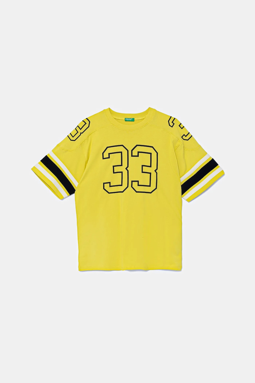 United Colors of Benetton tricou din bumbac culoarea verde, cu imprimeu, 3MI5C10OA