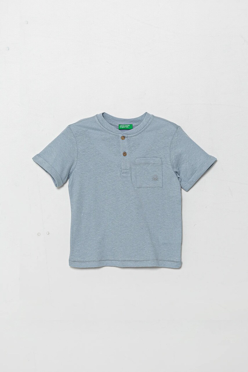 United Colors of Benetton tricou din amestec de in pentru copii neted, 3F4JG10IF