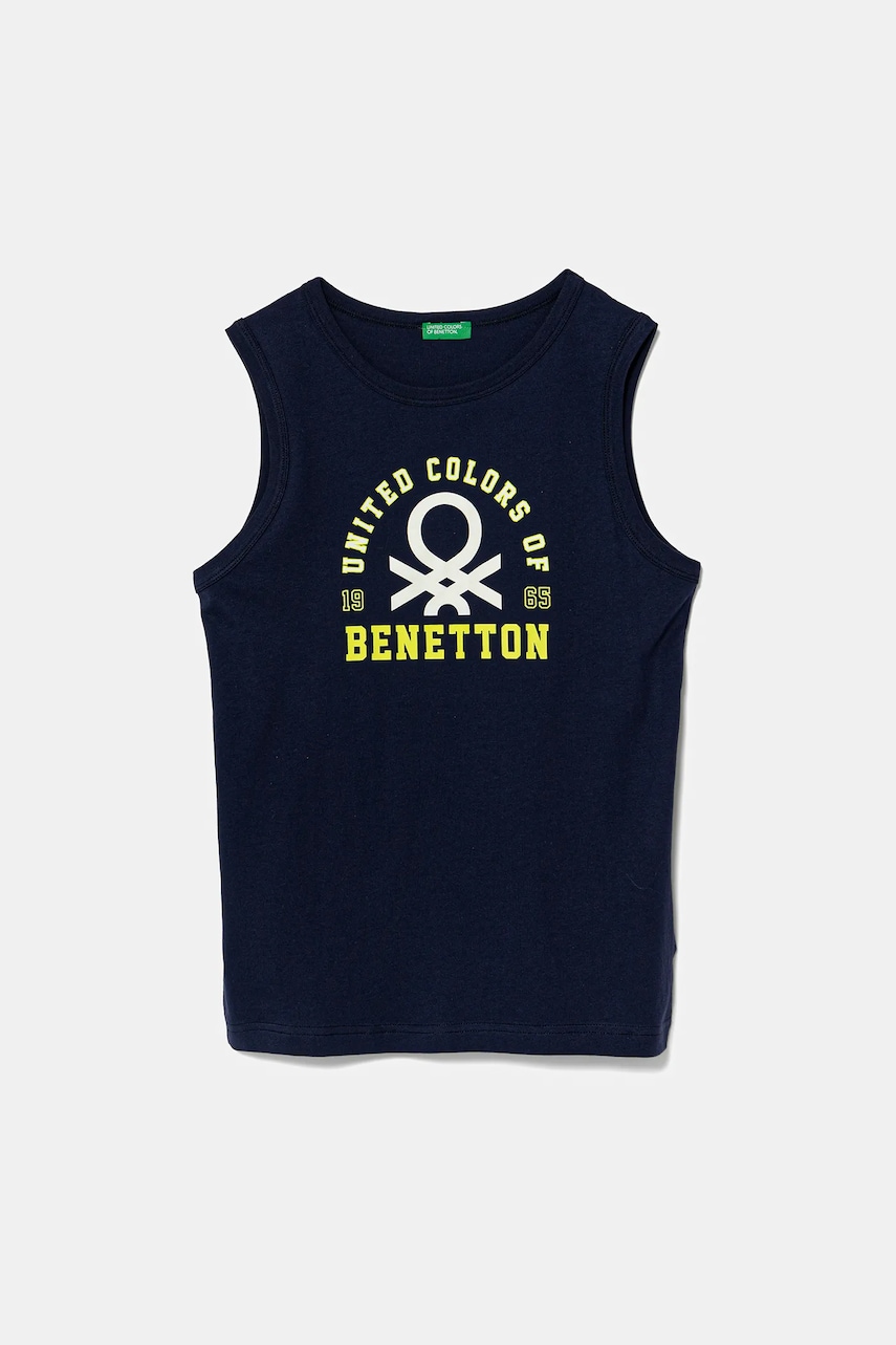 United Colors of Benetton top din bumbac pentru copii culoarea bleumarin, cu imprimeu, 3I1XCH01W