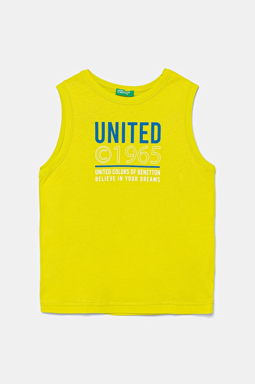 United Colors of Benetton top din bumbac pentru copii culoarea verde, cu imprimeu, 3I1XCH01W