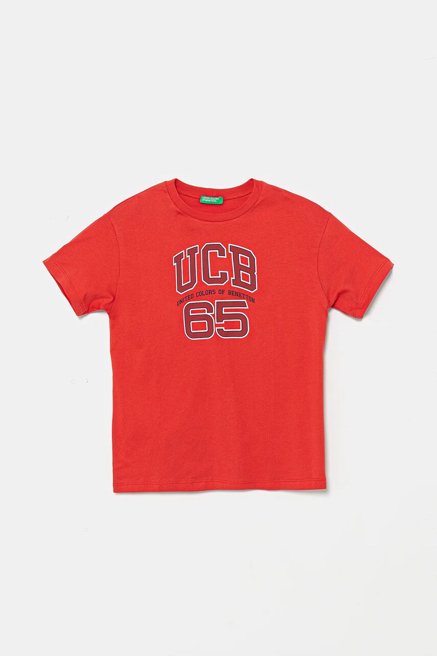 United Colors of Benetton tricou de bumbac pentru copii culoarea rosu, cu imprimeu, 3I1XC10OO
