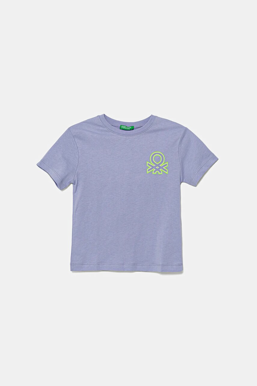 United Colors of Benetton tricou de bumbac pentru copii culoarea violet, cu imprimeu, 3I1XG10JO