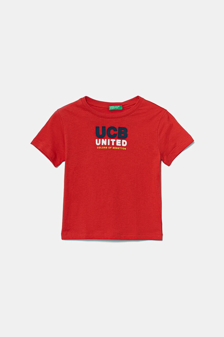 United Colors of Benetton tricou de bumbac pentru copii culoarea rosu, cu imprimeu, 3I1XG10JO