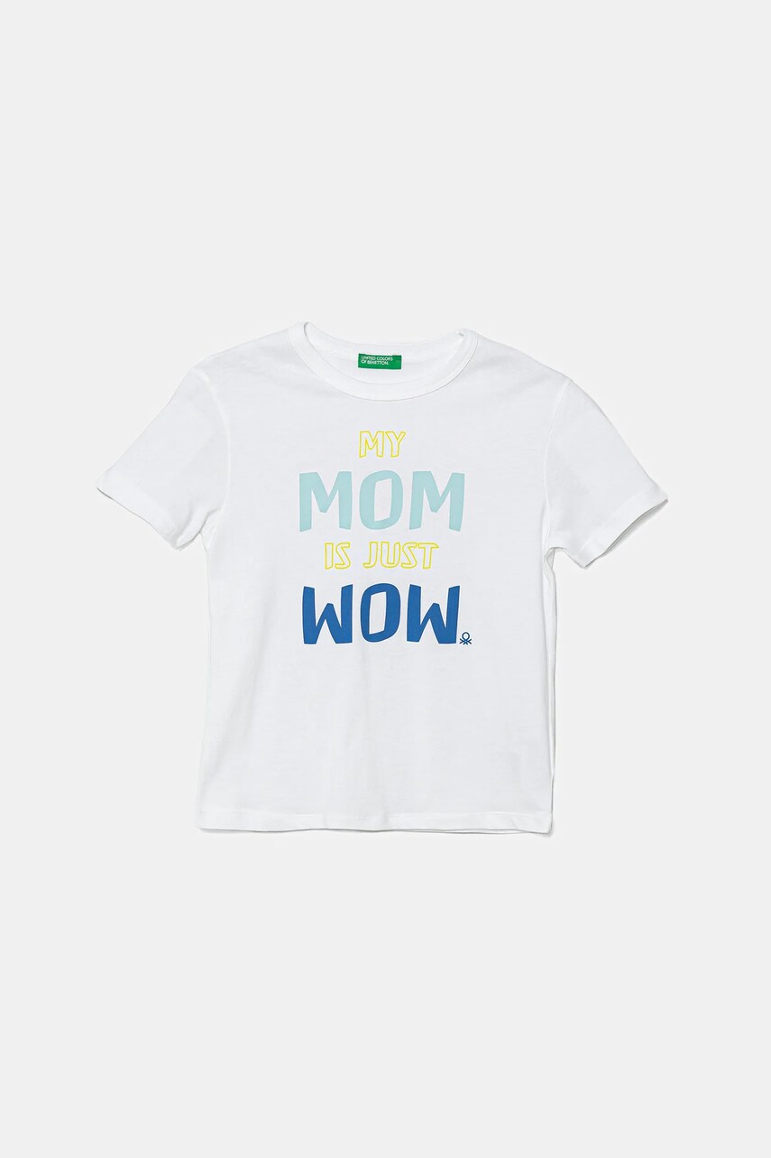 United Colors of Benetton tricou de bumbac pentru copii culoarea alb, cu imprimeu, 3I1XG10JM