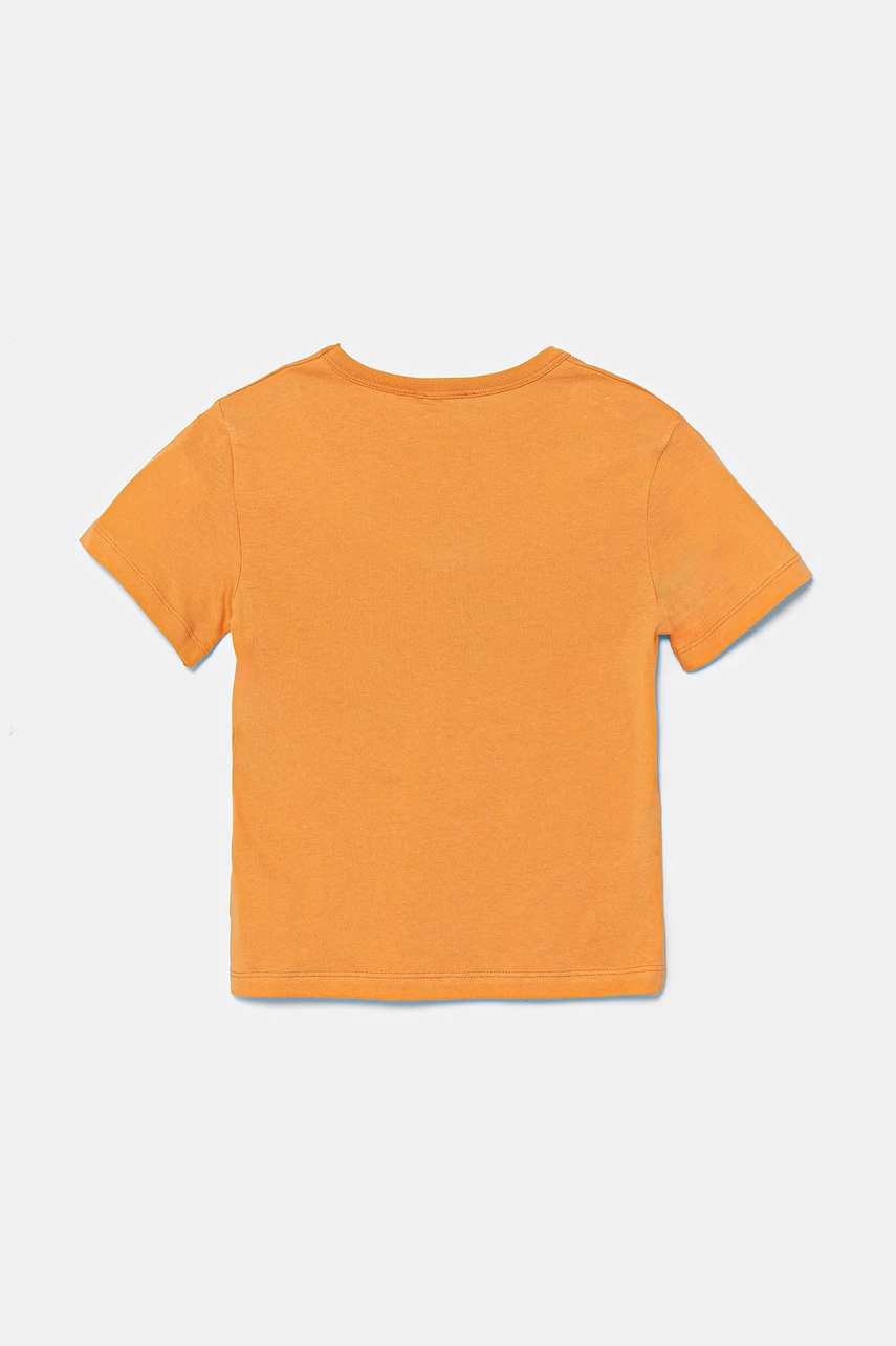 Детская хлопковая футболка United Colors of Benetton цвет оранжевый с принтом 3I1XG10JM Детская хлопковая футболка United Colors of Benetton цвет оранжевый с принтом 3I1XG10JM