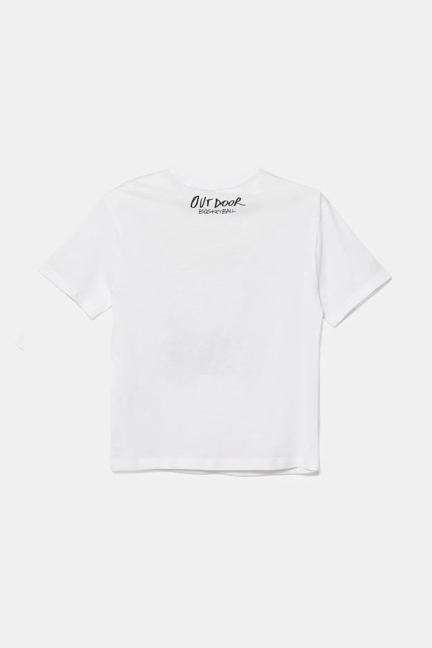 Детская хлопковая футболка United Colors of Benetton цвет белый с принтом 3SLUC10P8 Детская хлопковая футболка United Colors of Benetton цвет белый с принтом 3SLUC10P8