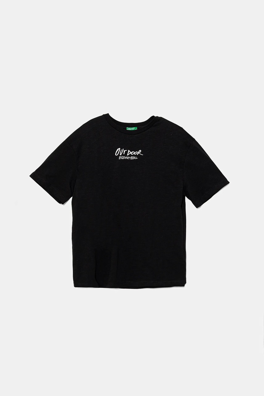 United Colors of Benetton tricou de bumbac pentru copii culoarea negru, cu imprimeu, 3SLUC10P8