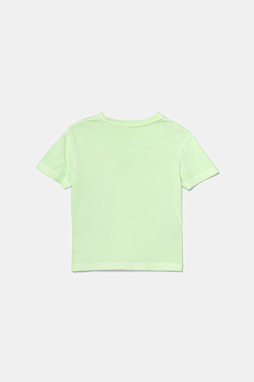 Детская хлопковая футболка United Colors of Benetton цвет зелёный однотонная 3085G10JP Детская хлопковая футболка United Colors of Benetton цвет зелёный однотонная 3085G10JP