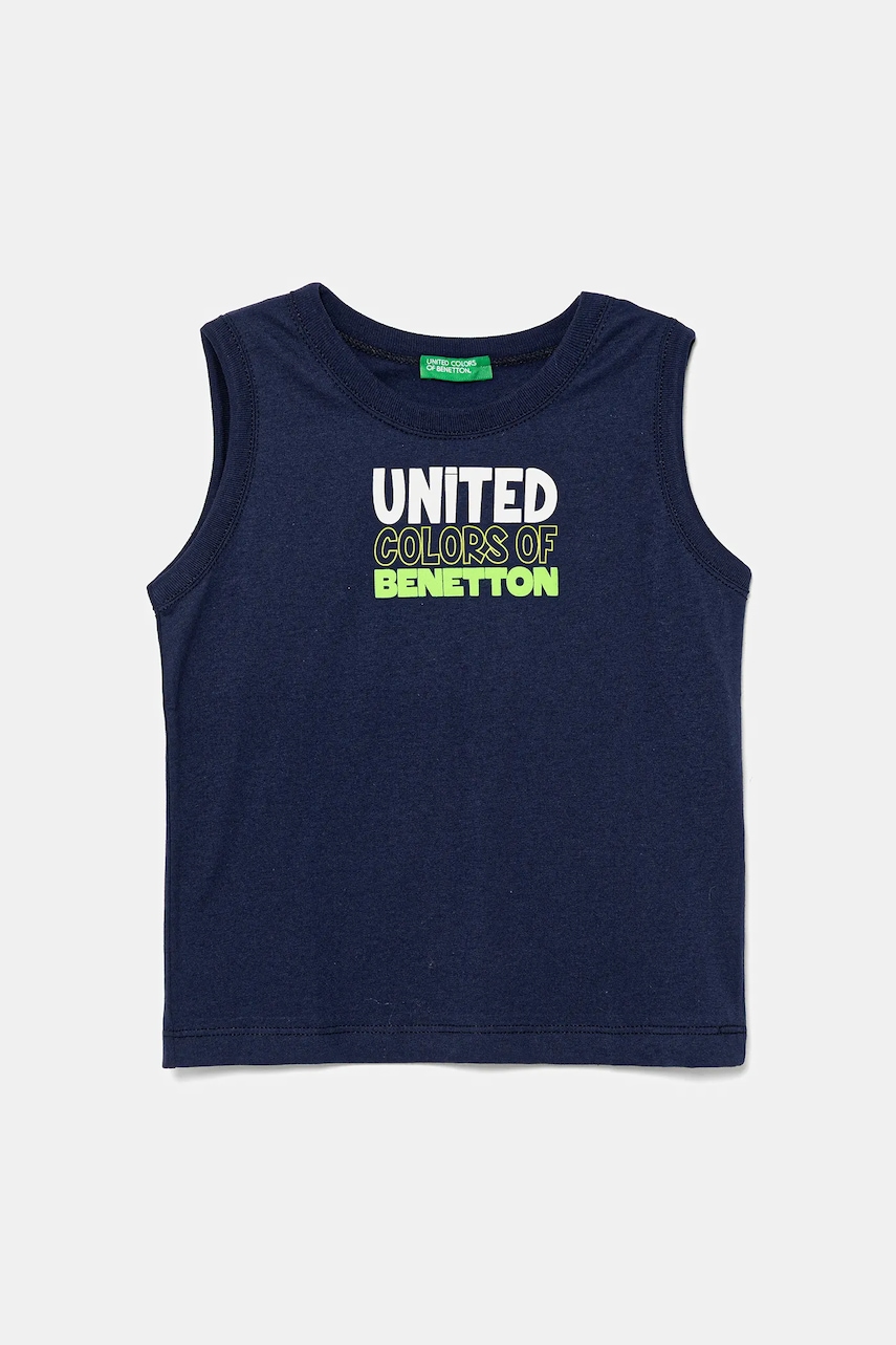 United Colors of Benetton tricou de bumbac pentru copii culoarea bleumarin, cu imprimeu, 3I1XGH013