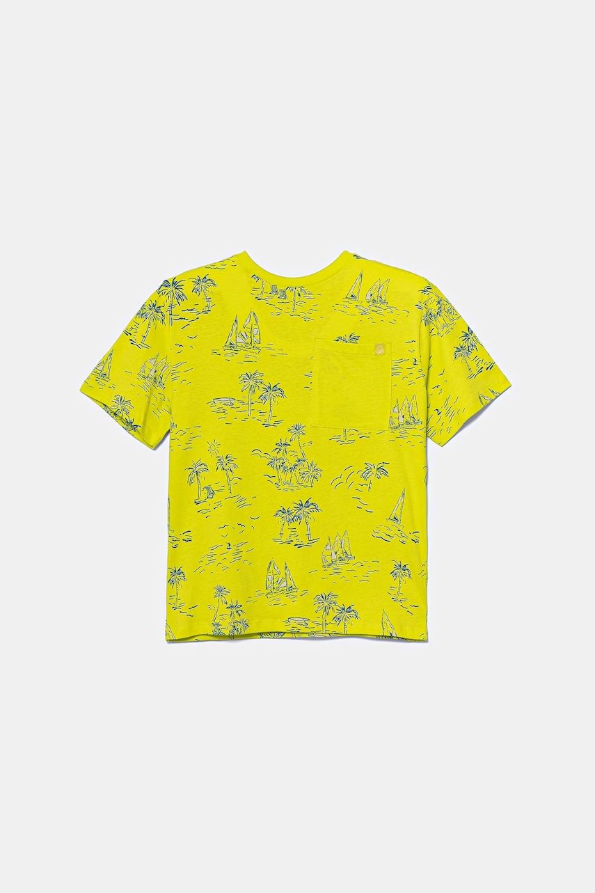 United Colors of Benetton tricou de bumbac pentru copii culoarea verde, cu imprimeu, 3PDQC10PA