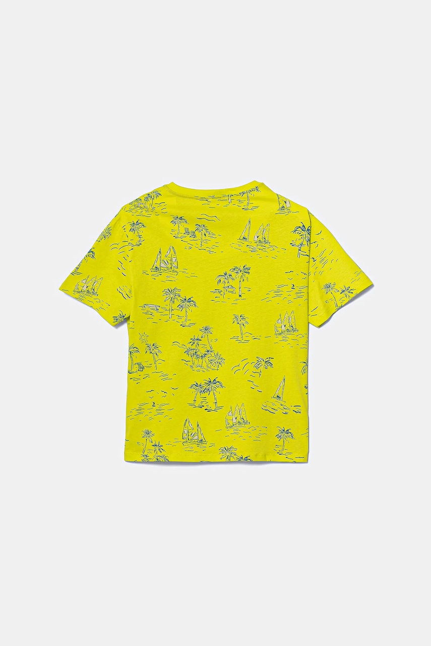 Детская хлопковая футболка United Colors of Benetton цвет зелёный узор 3PDQC10PA Детская хлопковая футболка United Colors of Benetton цвет зелёный узор 3PDQC10PA