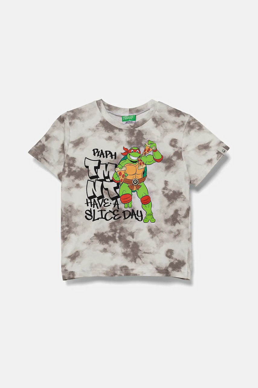 United Colors of Benetton tricou de bumbac pentru copii culoarea gri, cu imprimeu, 3ORKG10JD