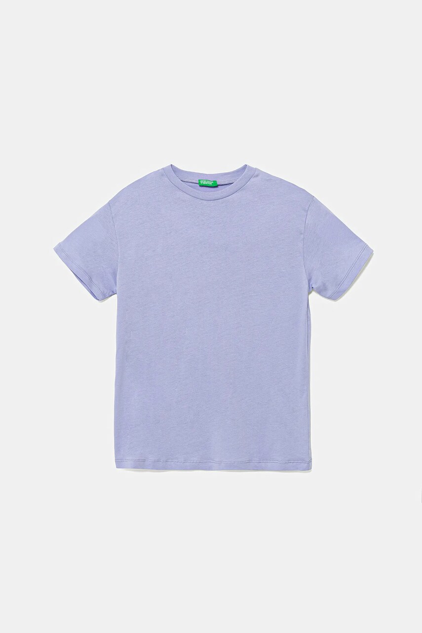 United Colors of Benetton tricou de bumbac pentru copii culoarea violet, cu imprimeu, 3I1XC10P7